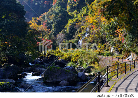 大分の紅葉の名所　陽目渓谷、白水の滝 73870830