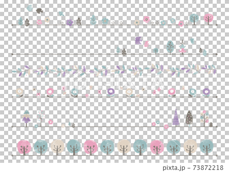 水彩 北欧風 手書き春のライン　木 73872218