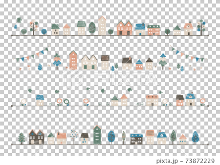 水彩 北欧風 手書き春のライン　街 73872229