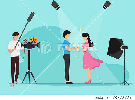 Love story movie production vector picture In a filming studio 73872725