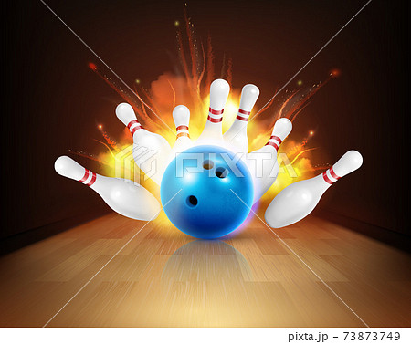 Fire Bowling Strike Compositionのイラスト素材