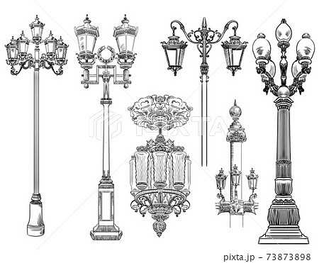 Set of decorative architectural elements lanterns vector 73873898