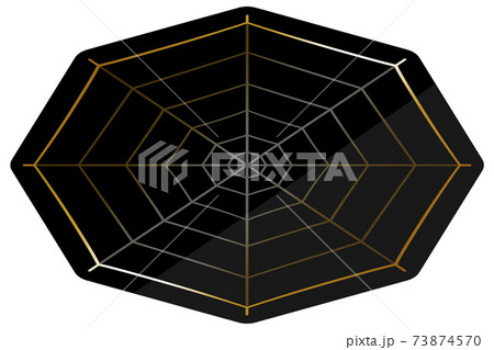蜘蛛の巣フレーム ブラック ゴールド 横位置のイラスト素材