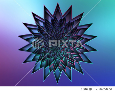 Colorful Hypnotic swirl star shape metal background, blue and purple color. 3d render illustration Colorful Hypnotic swirl star shape metal background, blue and purple color. 3d render illustration 73875678