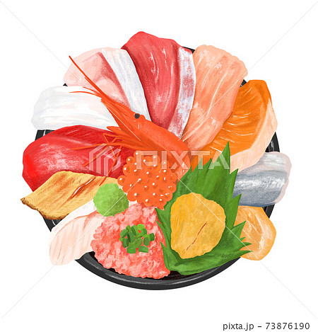 手描き風の海鮮丼のイラスト素材