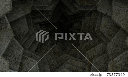 Dark concrete tunnel leading in darkness, 3d render illustration, depression concept. Dark concrete tunnel leading in darkness, 3d render illustration, depression concept. 73877349