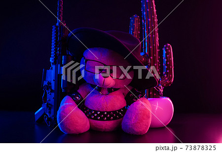 toy bear with glasses and a cowboy hat on a leather belt accessory for BDSM games gift toy bear with glasses and a cowboy hat on a leather belt accessory for BDSM games gift 73878325