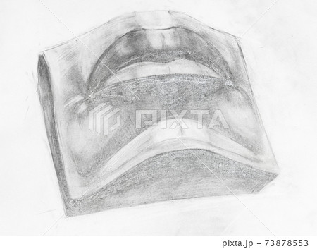 academic drawing - hand-drawn male lips 73878553