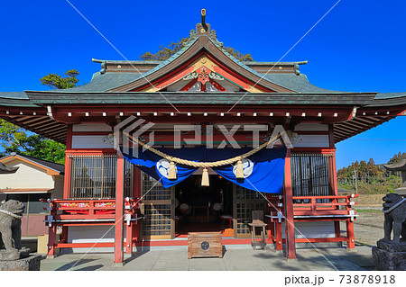 サッカーのお守りが有名 市来神社 鹿児島県いちき串木野市湊町 の写真素材