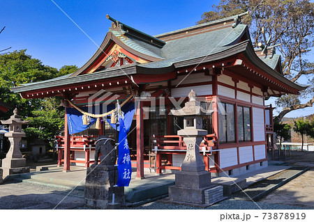 サッカーのお守りが有名 市来神社 鹿児島県いちき串木野市湊町 の写真素材