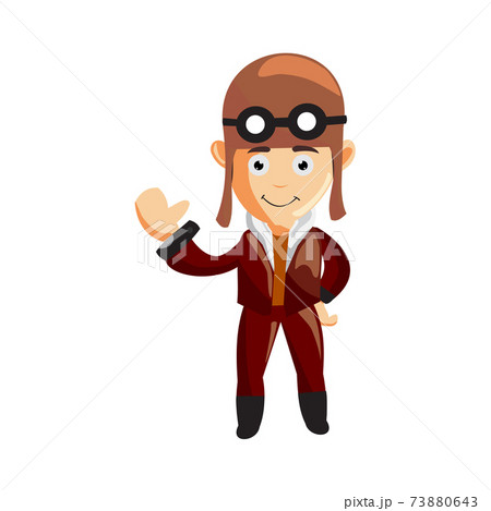 pilot Hand Welcome character illustration use helmet headphones and glasses 73880643