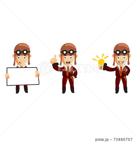 pilot character illustration use helmet headphones and glasses Set pilot character illustration use helmet headphones and glasses Set 73880707