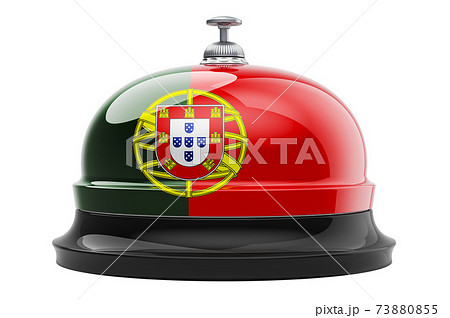 Reception bell with Portuguese flag, 3D rendering 73880855