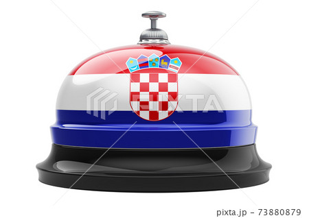 Reception bell with Croatian flag, 3D rendering Reception bell with Croatian flag, 3D rendering 73880879