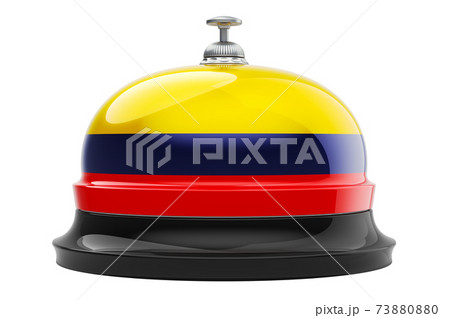 Reception bell with Colombian flag, 3D rendering Reception bell with Colombian flag, 3D rendering 73880880