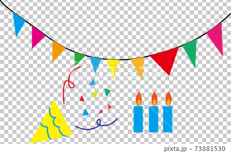 Cute color set illustrations of garland, crackers and candles used for parties 73881530