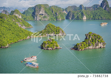 Picturesque sea landscape. Ha Long Bay, Vietnam Picturesque sea landscape. Ha Long Bay, Vietnam 73882738