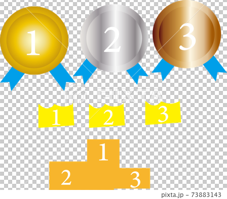 金 銀 銅のメダルやランキングのシンプルな素材セットイラストのイラスト素材
