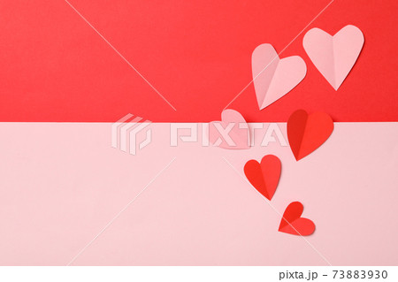 Decorative hearts on two tone background, space for text 73883930