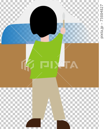 今から山をスケッチしようとしている男性の画家 73884827