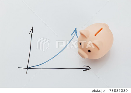 Piggy bank with growth chart isolated on white 73885080