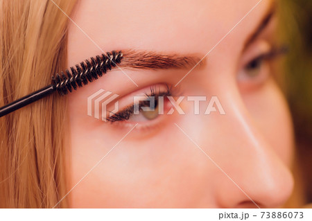 Eyebrows tinting treatment with natural henna dye. Eyebrows tinting treatment with natural henna dye. 73886073