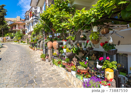 Narrow street in Ohrid, Macedonia 73887550