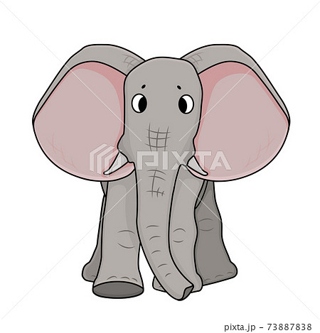 Gray running elephant with big ears. Animal is isolated on white background 73887838