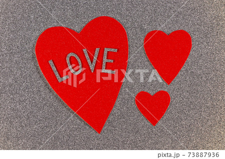 Red Hearts Love On Silver Background Design 73887936