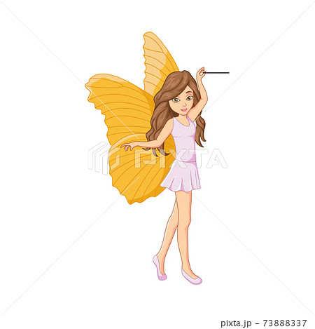 Cartoon little fairy with magic stick 73888337