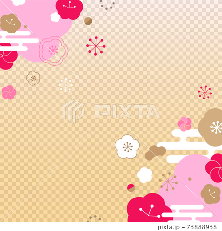 梅・和モダンのイラストフレーム素材 梅・和モダンのイラストフレーム素材 73888938