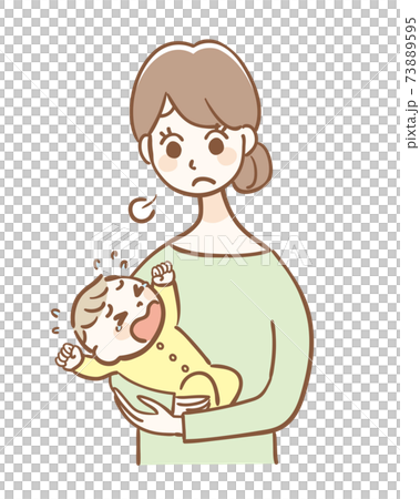 泣きわめく赤ちゃんに悩む女性 泣きわめく赤ちゃんに悩む女性 73889595
