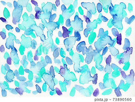 水彩にじみ背景イラストー青ー雨降る水面のイメージのイラスト素材