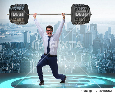 Businessman under heavy burden of debt 73890668