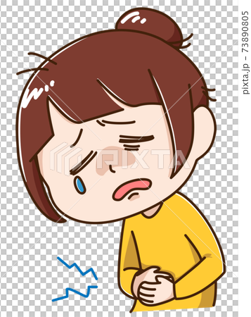 腹痛に耐える女性 腹痛に耐える女性 73890805