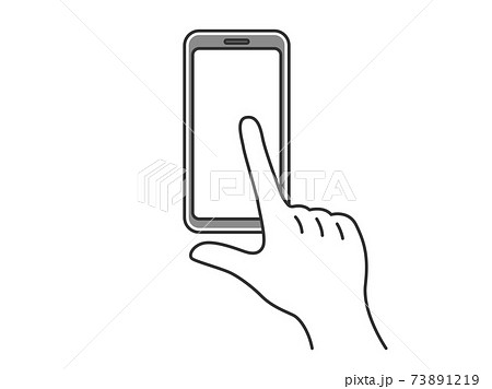 スマートフォンをタッチする手のイラストのイラスト素材