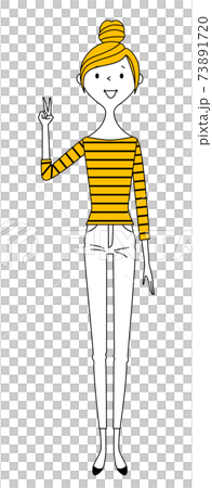 年輕的女士媽媽V簽名片 73891720