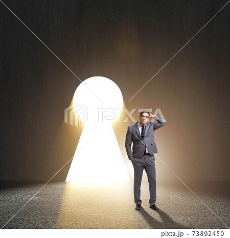 Businessman facing difficult choice dilemma Businessman facing difficult choice dilemma 73892450