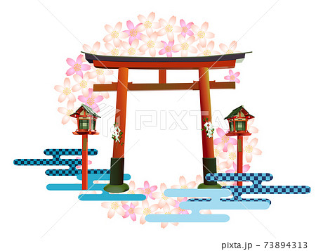 鳥居素材雲つき丸桜2 73894313