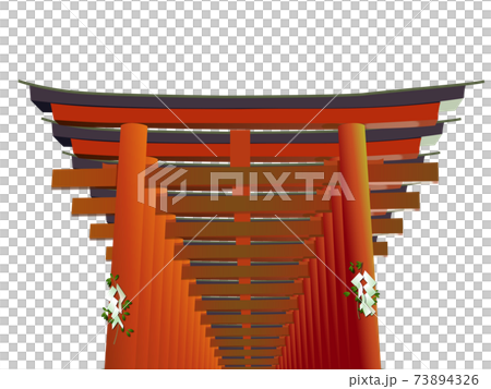 千本鳥居素材直線3アップ 千本鳥居素材直線3アップ 73894326