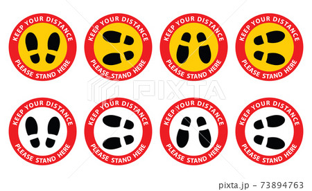 Social distancing, Please Stand Here, Keep Your Distance Floor Sticker for stores and supermarkets to help reduce the spread of covid-19 coronavirus. 73894763