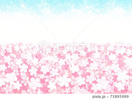 空と満開の桜の和紙テクスチャー背景 No.07 73895999