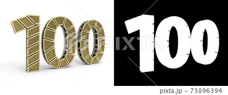 Number one hundred (number 100) with perforated gold segments Number one hundred (number 100) with perforated gold segments 73896394