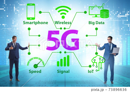 Concept of 5g fast networks with businessman Concept of 5g fast networks with businessman 73896636