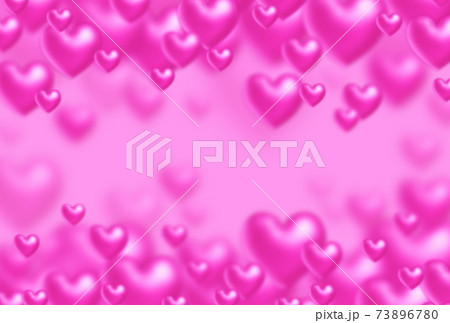 バレンタイン背景素材 大小ピンクの立体ハートが上下から湧き上がるイメージ 横 他色有りのイラスト素材