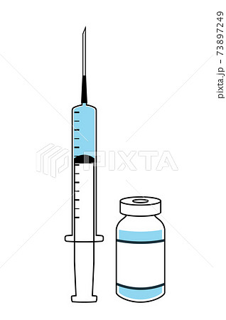注射器とワクチンの入ったバイアル瓶のベクターイラストのイラスト素材