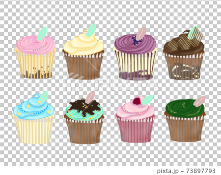 Cute hand drawn illustration of cupcakes Cute hand drawn illustration of cupcakes 73897793
