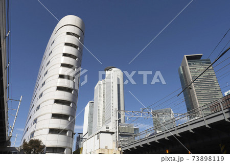 名古屋市中村区から見た名古屋駅前ビル風景 73898119