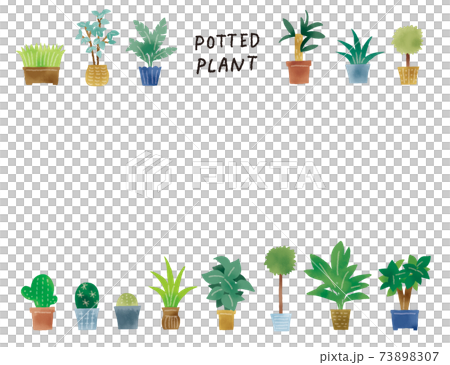 Casual touch Simple green potted plant illustration set 73898307