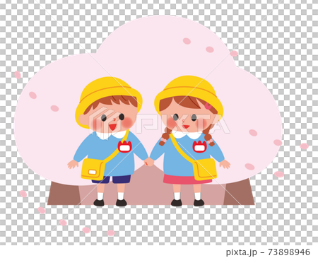 Kindergarten children illustration spring 73898946
